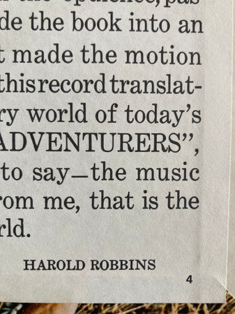 Antonio Carlos Jobim, The Ray Brown Orchestra* Arranged By Quincy Jones : Harold Robbins Presents Music From The Adventurers (LP, Album)