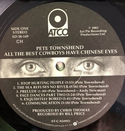 Pete Townshend : All The Best Cowboys Have Chinese Eyes (LP, Album, Club)