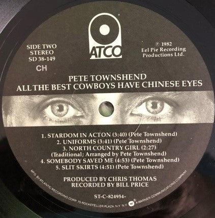 Pete Townshend : All The Best Cowboys Have Chinese Eyes (LP, Album, Club)