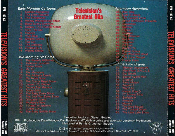 Various : Television's Greatest Hits (65 TV Themes! From The 50's And 60's) (CD, Comp, Club)