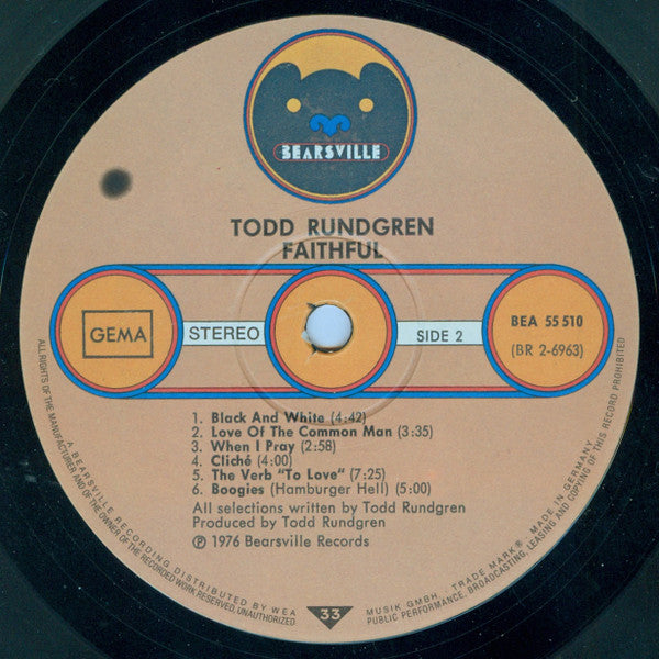 Todd Rundgren : Faithful (LP, Album)