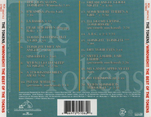 The Tokens : Wimoweh!!!  The Best Of The Tokens (CD, Comp, RE, RM)