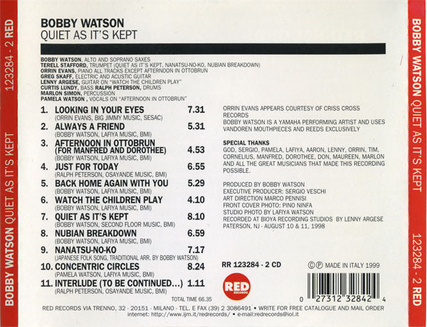 Bobby Watson (2) : Quiet As It's Kept (CD, Album)