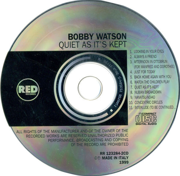 Bobby Watson (2) : Quiet As It's Kept (CD, Album)