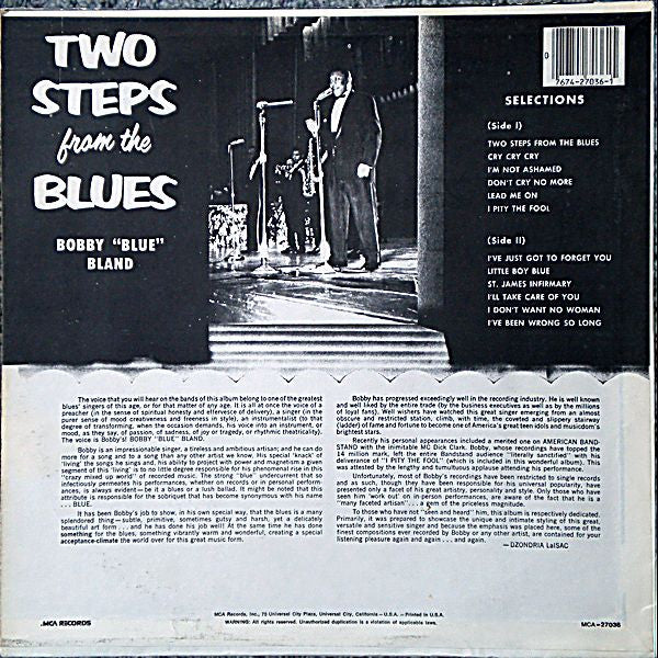 Bobby Bland : Two Steps From The Blues (LP, Album, RE, Pin)
