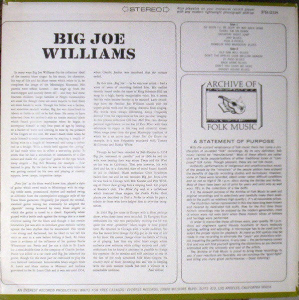 Big Joe Williams : Big Joe Williams (LP, Album)