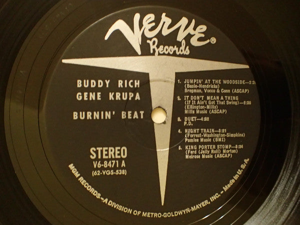 Buddy Rich / Gene Krupa : Burnin' Beat (LP, Album)
