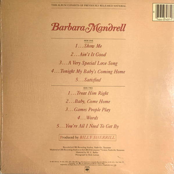 Barbara Mandrell : Looking Back (LP, Comp, Ter)