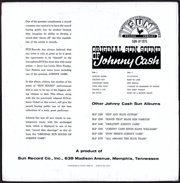Johnny Cash : Original Sun Sound Of Johnny Cash (LP, Album, RE)