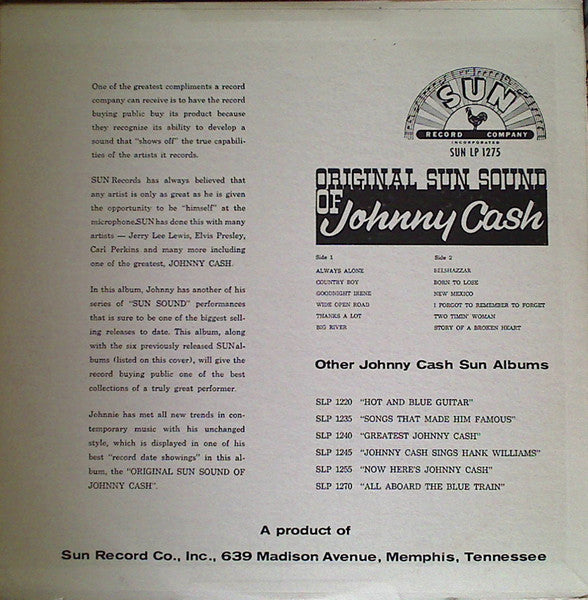 Johnny Cash : Original Sun Sound Of Johnny Cash (LP, Album, RE)