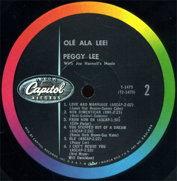 Peggy Lee : Olé Ala Lee! (LP, Album, Mono, Los)