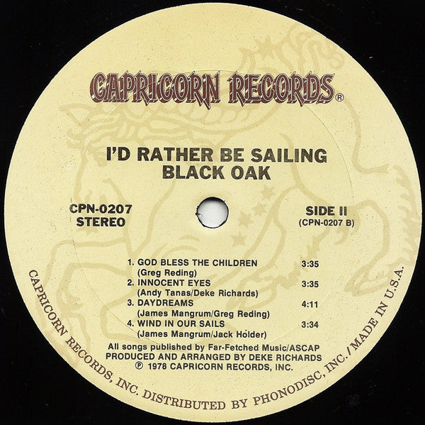 Black Oak* : I'd Rather Be Sailing (LP, Album, Ter)
