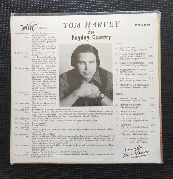 Tom Harvey (4) : Tom Harvey In Payday Country (LP, Album)