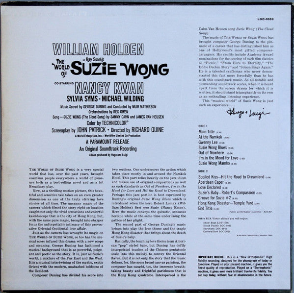 George Duning : The World Of Suzie Wong (An Original Soundtrack Recording) (LP, Album, Mono, ind)