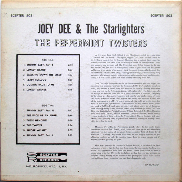 Joey Dee & The Starlighters* : The Peppermint Twisters (LP, Album, Mono)