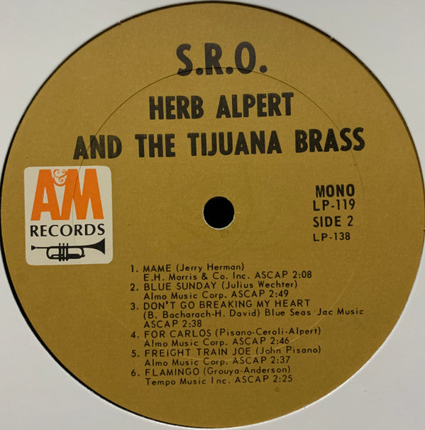 Herb Alpert & The Tijuana Brass : S.R.O. (LP, Album, Mono)