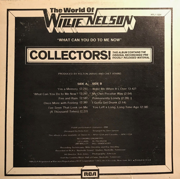 Willie Nelson : What Can You Do To Me Now (LP, Comp, Ind)