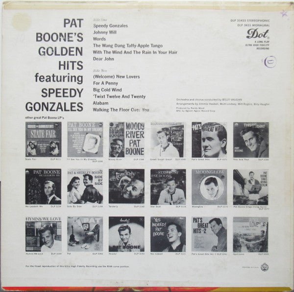 Pat Boone : Pat Boone's Golden Hits Featuring Speedy Gonzales (LP, Comp)