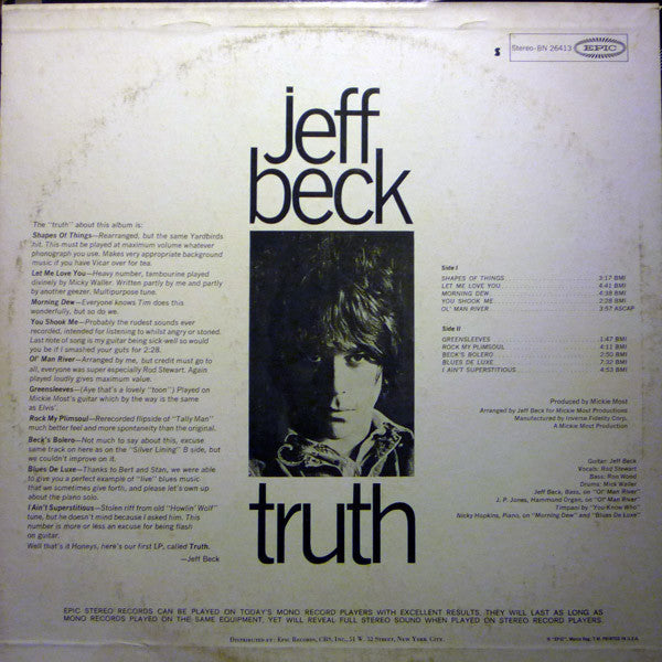Jeff Beck : Truth (LP, Album, RE, Ter)