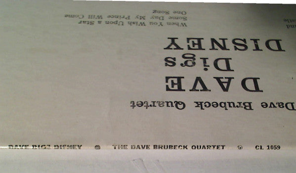 The Dave Brubeck Quartet : Dave Digs Disney (LP, Album, Mono)