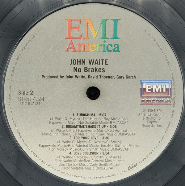 John Waite : No Brakes (LP, Album, Club, Car)