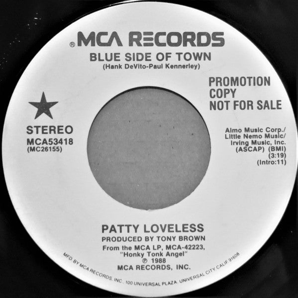 Patty Loveless : Blue Side Of Town (7", Single, Promo, Pin)