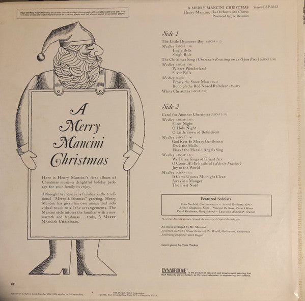 Henry Mancini, His Orchestra And Chorus* : A Merry Mancini Christmas (LP, Album, RE, Ind)