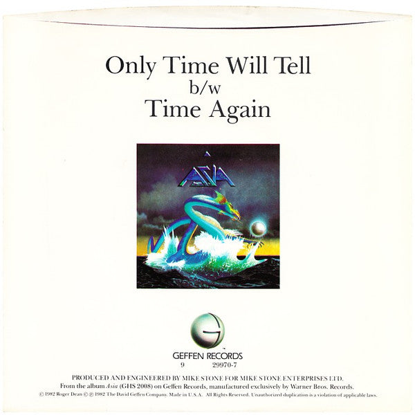 Asia (2) : Only Time Will Tell (7", Single, Styrene, All)