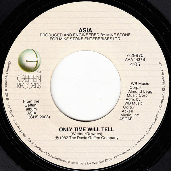 Asia (2) : Only Time Will Tell (7", Single, Styrene, All)