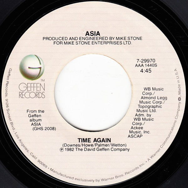 Asia (2) : Only Time Will Tell (7", Single, Styrene, All)