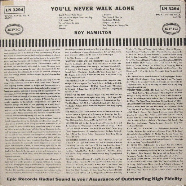 Roy Hamilton (5) : You'll Never Walk Alone (LP, Album, Mono)