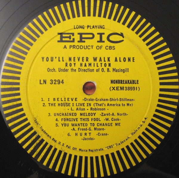 Roy Hamilton (5) : You'll Never Walk Alone (LP, Album, Mono)