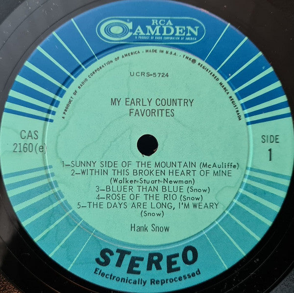 Hank Snow : My Early Country Favorites (LP, Album, Roc)