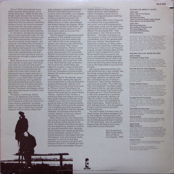 Richard Thompson : Richard Thompson Live ! (More Or Less) (2xLP, Comp, Pit)