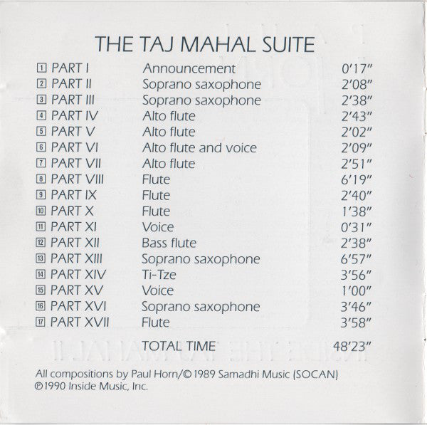 Paul Horn : Inside The Taj Mahal II (CD, Album)