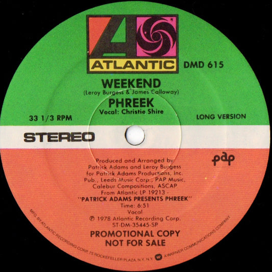 Phreek : Weekend (12", Promo, RE, SP )