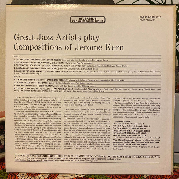 Various : Great Jazz Artists Play Compositions Of Jerome Kern (LP, Comp)