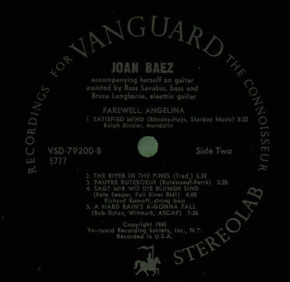 Joan Baez : Farewell, Angelina (LP, Album, RE)