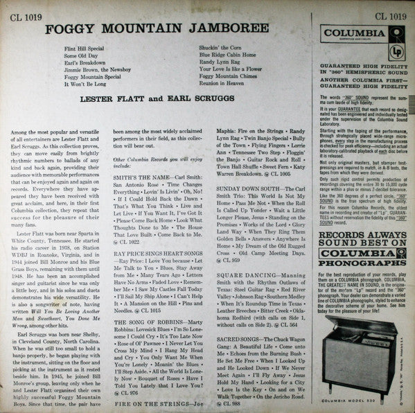 Flatt & Scruggs : Foggy Mountain Jamboree (LP, Album, Comp, Mono)