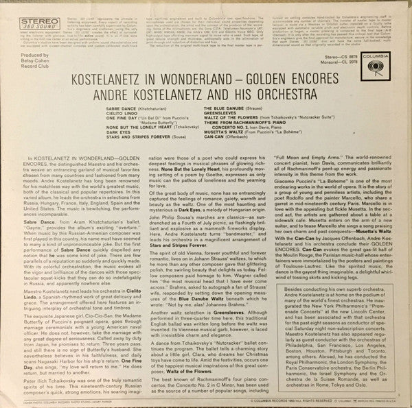 Andre Kostelanetz And His Orchestra* : Kostelanetz In Wonderland - Golden Encores (LP, Album)