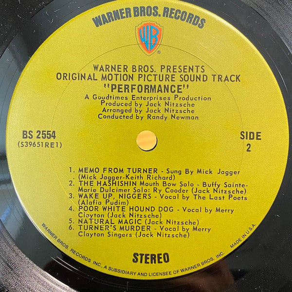 Various : Performance: Original Motion Picture Sound Track (LP, Album, Ter)