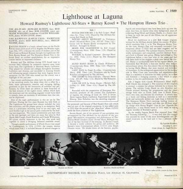 Howard Rumsey's Lighthouse All-Stars ✳ Barney Kessel ✳ Hampton Hawes' Trio* With Shelly Manne : Lighthouse At Laguna (LP, Album)