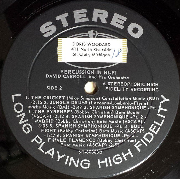 David Carroll : Percussion In Hi-Fi (LP, Album)