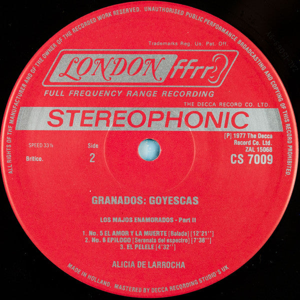 Granados*, Alicia de Larrocha* : Goyescas (LP, Album, RP)