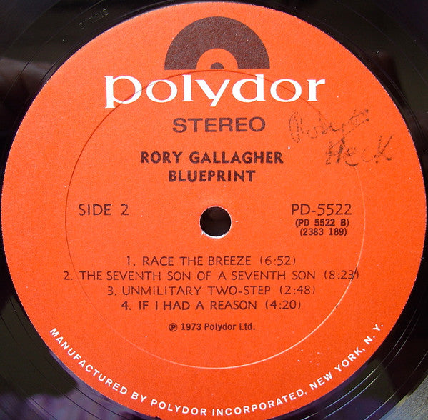 Rory Gallagher : Blueprint (LP, Album, All)