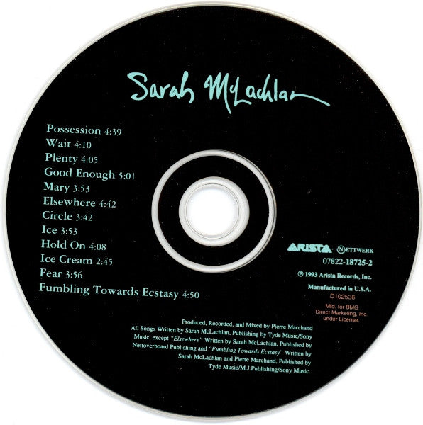 Sarah McLachlan : Fumbling Towards Ecstasy (CD, Album, Club, BMG)