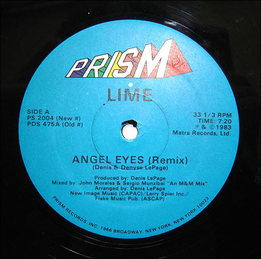 Lime (2) : Angel Eyes (Remix) (12", Blu)