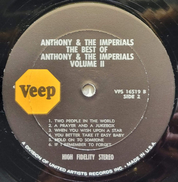 Anthony & The Imperials* : The Best Of Volume 2 (LP, Comp)