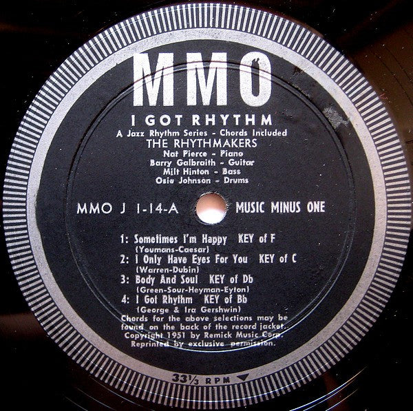 Music Minus One : Volume 1 - A Rhythm Background Record For Any Musician Or Vocalist (LP, Album)