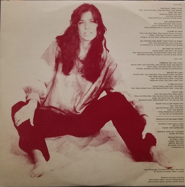 Carly Simon : No Secrets (LP, Album, RE, San)